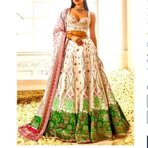White Multicolor Floral Printed Lehenga